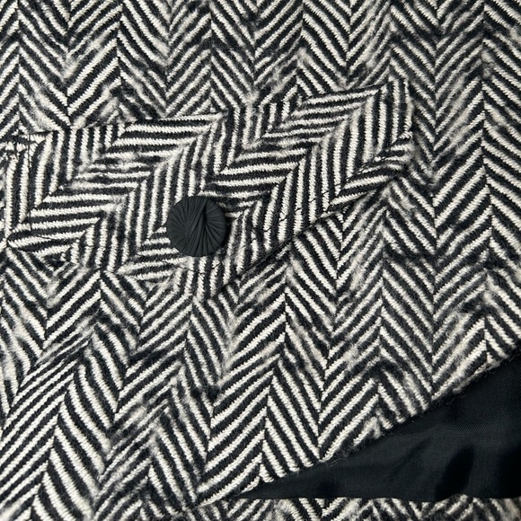 J’ENVIE NEW YORK 100% HERRINGBONE WOOL 3/4 SLV BLACK WHITE LINED BLAZER, SIZE 10 - Picture 10 of 11